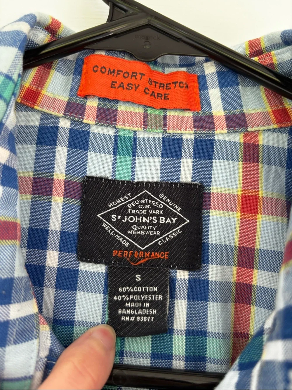 St. John’s Bay Men’s Small Short Sleeve Shirt Button Down Checkered Casual Plaid - Picture 3 of 8